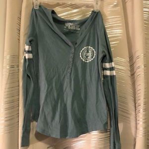 BRAND NEW Grey/Blue Long Sleeve PINK Sleep Shirt-XS